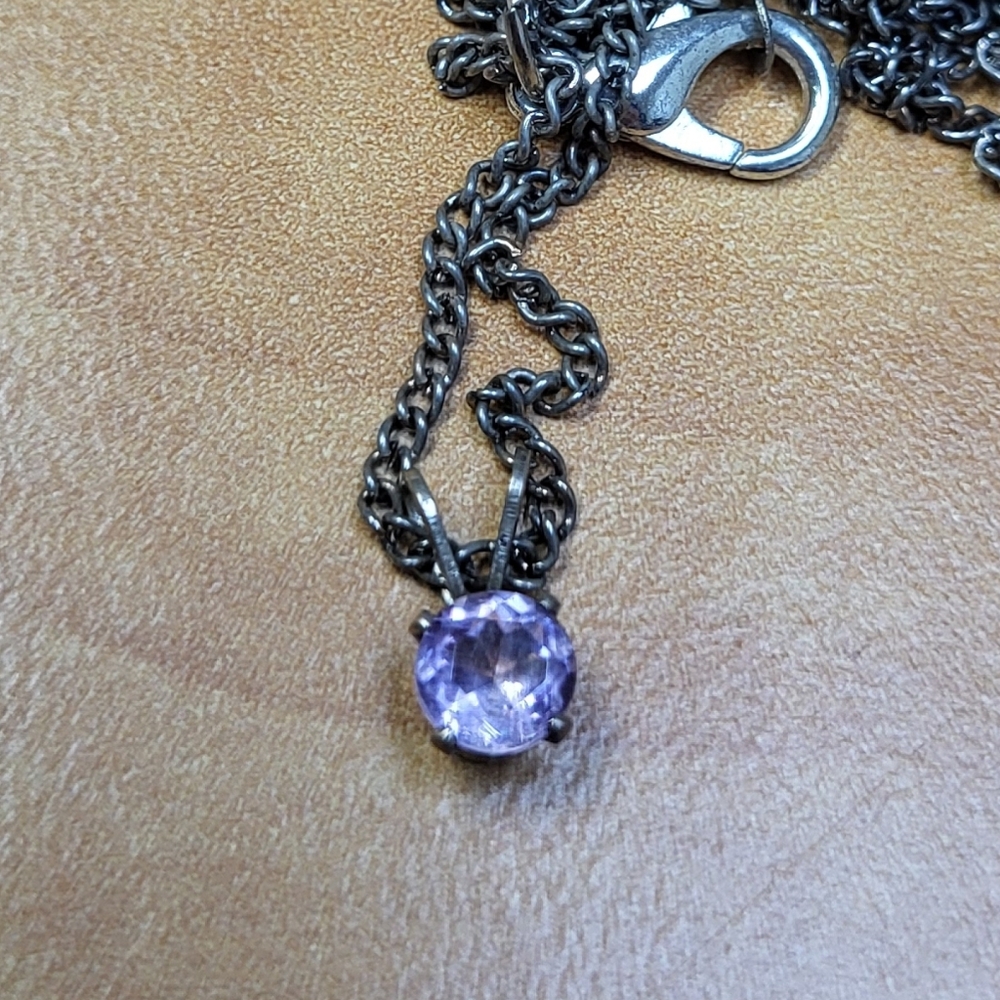 Elegant Silver Necklace with Purple Gemstone